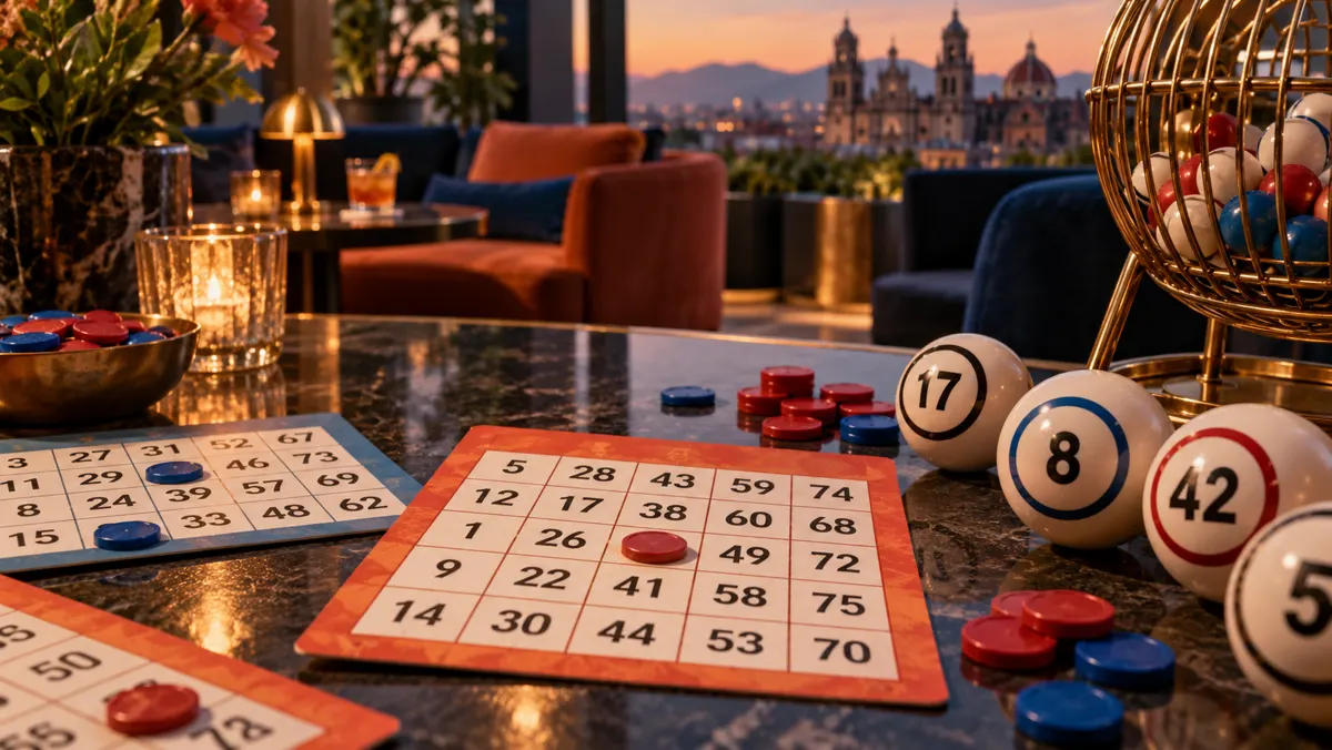 Cartones de bingo y bolas numeradas